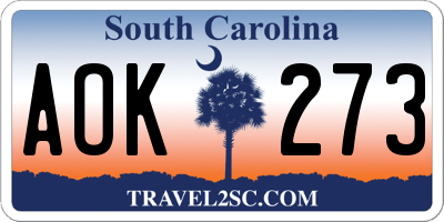 SC license plate AOK273