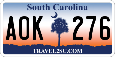SC license plate AOK276