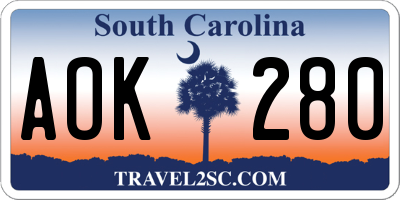 SC license plate AOK280