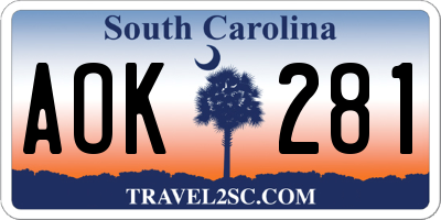 SC license plate AOK281