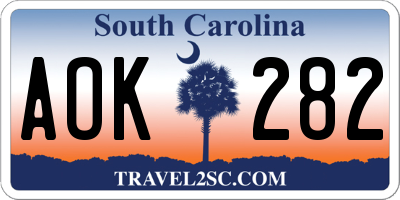 SC license plate AOK282