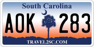 SC license plate AOK283