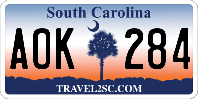 SC license plate AOK284