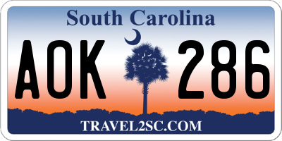 SC license plate AOK286