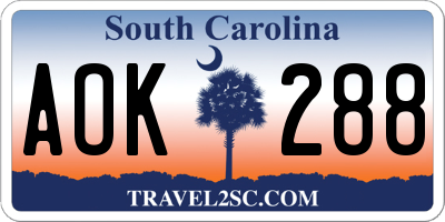 SC license plate AOK288