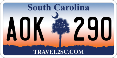 SC license plate AOK290