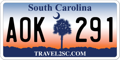 SC license plate AOK291