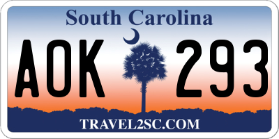 SC license plate AOK293