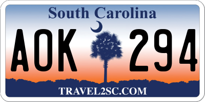 SC license plate AOK294