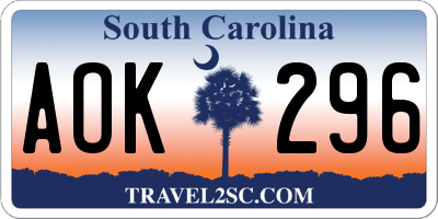 SC license plate AOK296