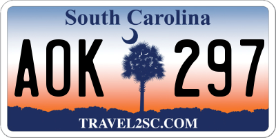 SC license plate AOK297