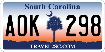 SC license plate AOK298