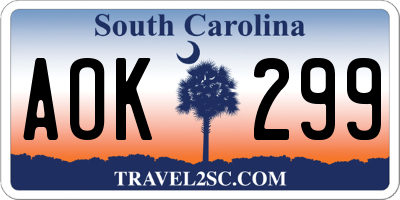 SC license plate AOK299