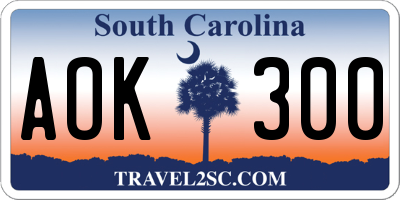 SC license plate AOK300