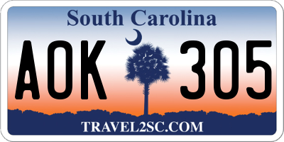 SC license plate AOK305
