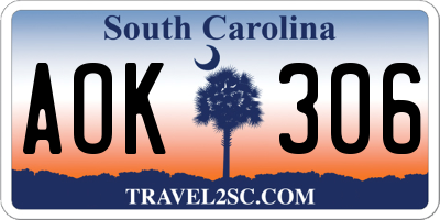 SC license plate AOK306