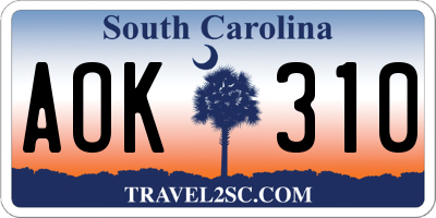 SC license plate AOK310
