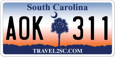 SC license plate AOK311