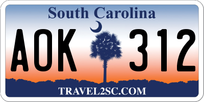SC license plate AOK312