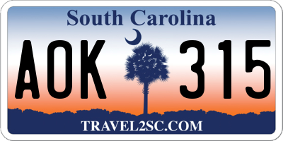 SC license plate AOK315