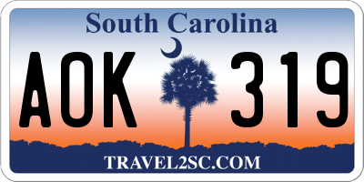 SC license plate AOK319