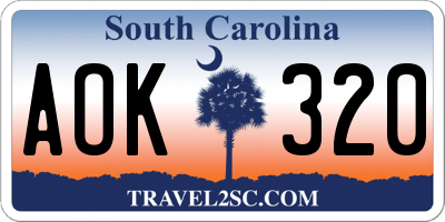 SC license plate AOK320