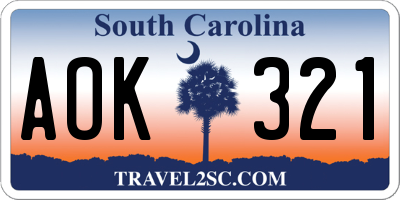 SC license plate AOK321