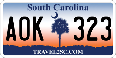 SC license plate AOK323