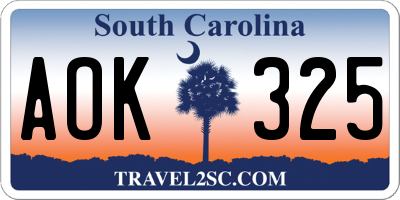 SC license plate AOK325