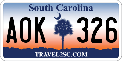 SC license plate AOK326