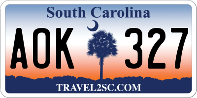 SC license plate AOK327