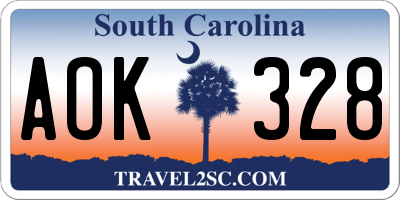 SC license plate AOK328