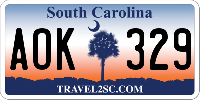SC license plate AOK329