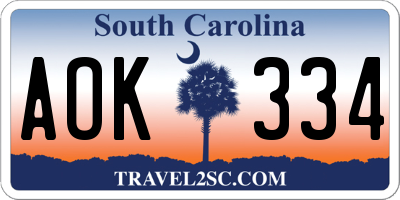 SC license plate AOK334