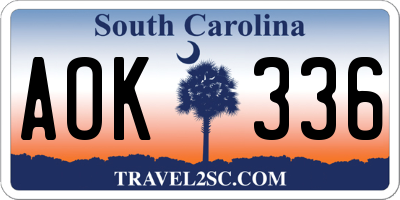 SC license plate AOK336