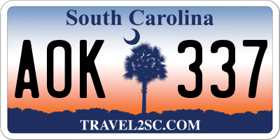 SC license plate AOK337
