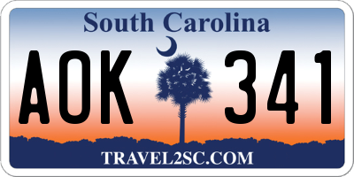 SC license plate AOK341