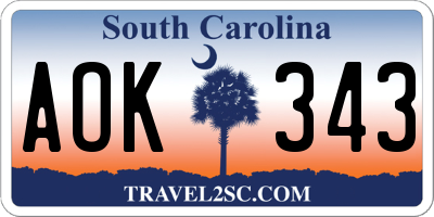 SC license plate AOK343
