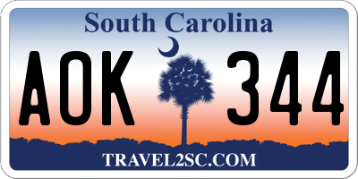 SC license plate AOK344