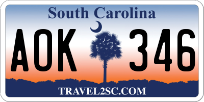 SC license plate AOK346