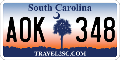 SC license plate AOK348