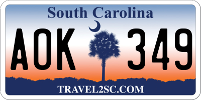 SC license plate AOK349