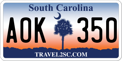 SC license plate AOK350