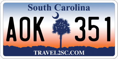 SC license plate AOK351