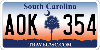 SC license plate AOK354