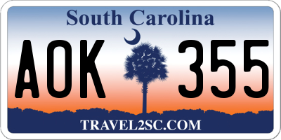 SC license plate AOK355