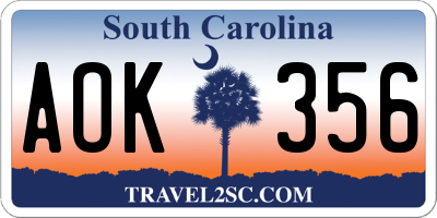 SC license plate AOK356