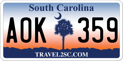 SC license plate AOK359