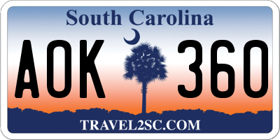 SC license plate AOK360