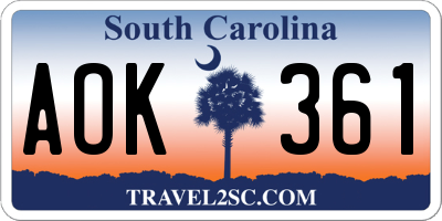 SC license plate AOK361